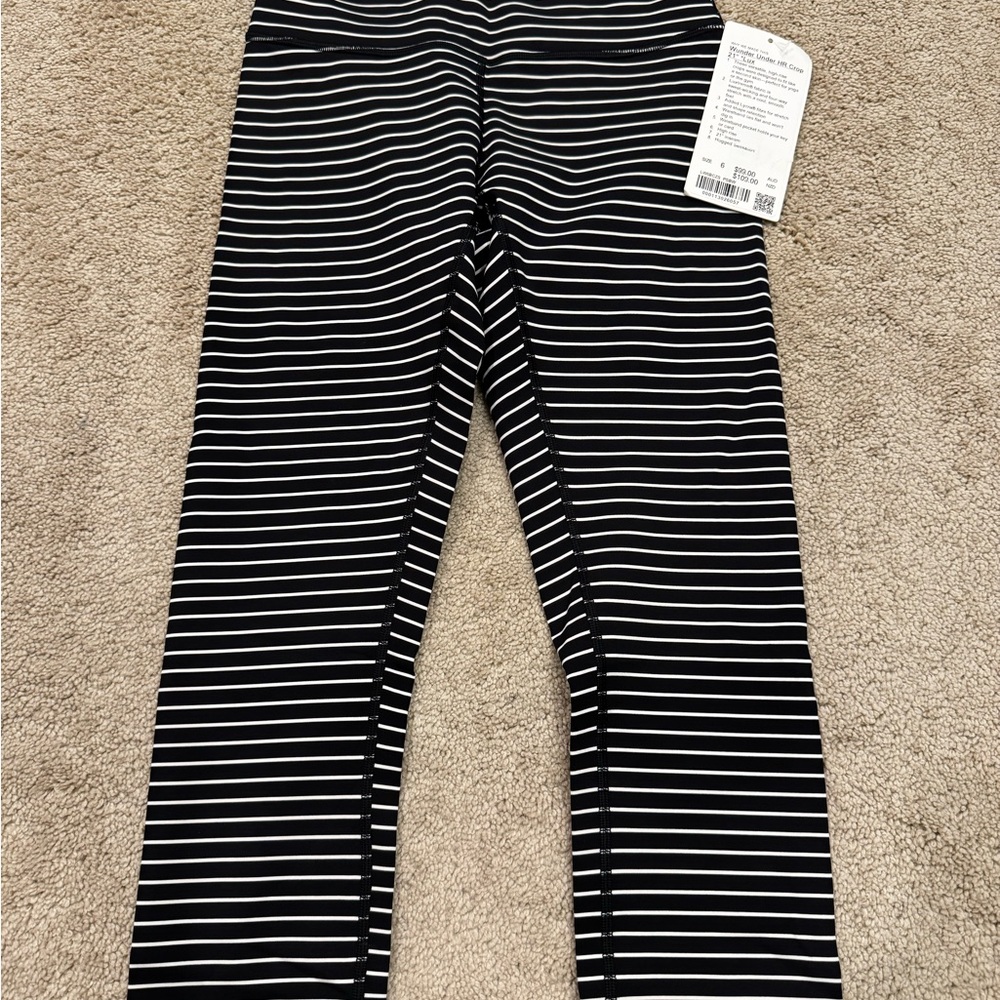 Lululemon Athletica Black and White Striped Leggings
